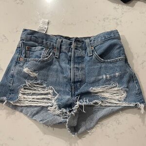 Levi's Light Blue Distressed Jean Shorts